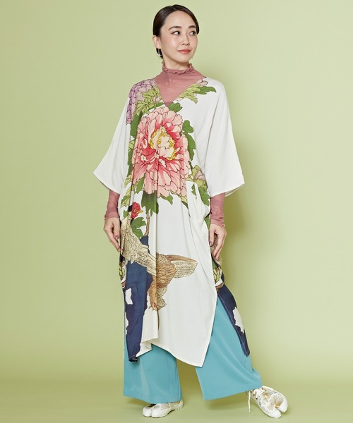 倭物やカヤ(ワモノヤカヤ)の「【倭物やカヤ】花鳥ワンピース(ワンピース・レディース・ブラック/レッド/ホワイト/ネイビー・FREE)」の19枚目の写真