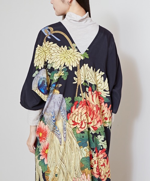 倭物やカヤ(ワモノヤカヤ)の「【倭物やカヤ】花鳥ワンピース(ワンピース・レディース・ブラック/レッド/ホワイト/ネイビー・FREE)」の9枚目の写真