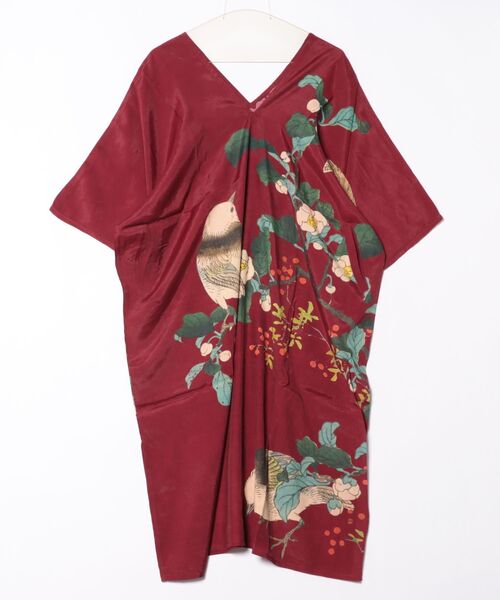 倭物やカヤ(ワモノヤカヤ)の「【倭物やカヤ】花鳥ワンピース(ワンピース・レディース・ブラック/レッド/ホワイト/ネイビー・FREE)」の10枚目の写真