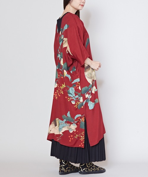 倭物やカヤ(ワモノヤカヤ)の「【倭物やカヤ】花鳥ワンピース(ワンピース・レディース・ブラック/レッド/ホワイト/ネイビー・FREE)」の15枚目の写真