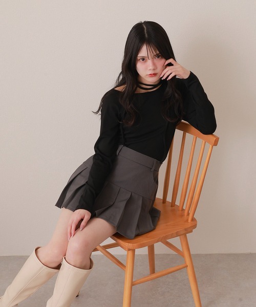 one off shoulder choker tops/ワンオフショルダーチョーカー