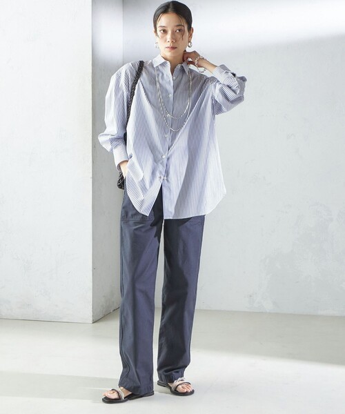 SHIPS(シップス)の「SHIPS Primary Navy Label:コットン タイプライター ビッグ シャツ(シャツ/ブラウス・レディース・ライトピンク/オフホワイト/ブルー/ライム/パープル/ライトブルー・36/38)」の17枚目の写真