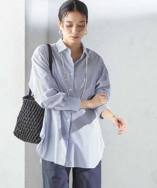 シップス（SHIPS）/SHIPS Primary Navy Label:コットン タイプライター ビッグ シャツ SHIPS Primary Navy Label:コットン タイプライター ビッグ シャツ