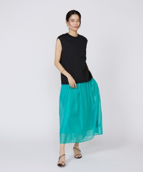 INED（イネド）の「【接触冷感】フレンチスリーブカットソー（Tシャツ/カットソー・レディース・ホワイト/ブラック/グリーン/グレー系その他・11号/9号）」の10枚目の写真