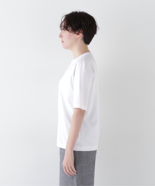 「human woman」 半袖カットソー MEDIUM ホワイト レディース ヒューマンウーマン レディース 半袖カットソー 袖リブ M
