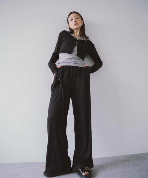 HANNE（アン）の「コンパクトリブカーディガン（カーディガン/ボレロ・レディース・ベージュ/ブラック・FREE）」の13枚目の写真