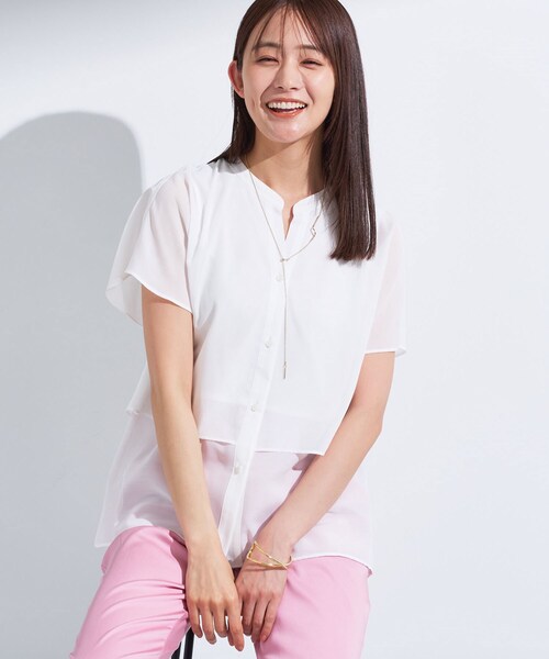 INDIVI（インディヴィ）の「新色登場！【洗える／エアリー】ティアードブラウス（シャツ/ブラウス・レディース・ブルーグリーン/ネイビー系3/ネイビー系2/ベージュ系その他5/ブラウン系その他5/オレンジ系3/ブラック/ブラウン系/ライトブルー/ホワイト・15 /19/13/12/05/40/38/36/03）」の2枚目の写真