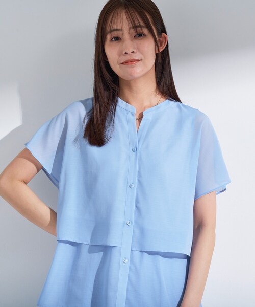 INDIVI（インディヴィ）の「新色登場！【洗える／エアリー】ティアードブラウス（シャツ/ブラウス・レディース・ブルーグリーン/ネイビー系3/ネイビー系2/ベージュ系その他5/ブラウン系その他5/オレンジ系3/ブラック/ブラウン系/ライトブルー/ホワイト・15 /19/13/12/05/40/38/36/03）」の7枚目の写真