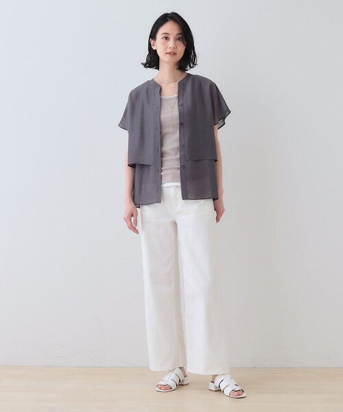 INDIVI（インディヴィ）の「新色登場！【洗える／エアリー】ティアードブラウス（シャツ/ブラウス・レディース・ブルーグリーン/ネイビー系3/ネイビー系2/ベージュ系その他5/ブラウン系その他5/オレンジ系3/ブラック/ブラウン系/ライトブルー/ホワイト・15 /19/13/12/05/40/38/36/03）」の21枚目の写真