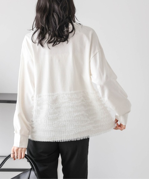 AMELY(エミリー)の「チュールフリルプルオーバー(Tシャツ/カットソー・レディース・ブラック/グレー/ホワイト・フリー)」の5枚目の写真