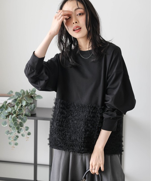 AMELY(エミリー)の「チュールフリルプルオーバー(Tシャツ/カットソー・レディース・ブラック/グレー/ホワイト・フリー)」の11枚目の写真