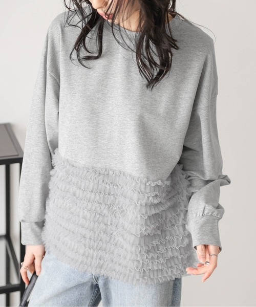 AMELY(エミリー)の「チュールフリルプルオーバー(Tシャツ/カットソー・レディース・ブラック/グレー/ホワイト・フリー)」の14枚目の写真