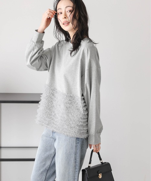 AMELY(エミリー)の「チュールフリルプルオーバー(Tシャツ/カットソー・レディース・ブラック/グレー/ホワイト・フリー)」の15枚目の写真