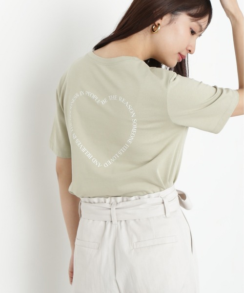 N.（N. Natural Beauty Basic）（エヌエヌナチュラルビューティーベーシック）の「ハートフレームロゴＴ（Tシャツ/カットソー・レディース・オフホワイト/チャコールグレー/ライトグリーン・MEDIUM）」の3枚目の写真