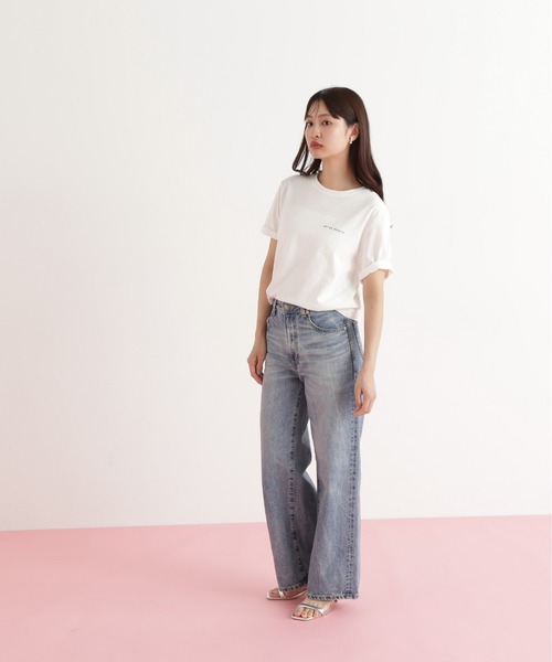 N.（N. Natural Beauty Basic）（エヌエヌナチュラルビューティーベーシック）の「ハートフレームロゴＴ（Tシャツ/カットソー・レディース・オフホワイト/チャコールグレー/ライトグリーン・MEDIUM）」の5枚目の写真