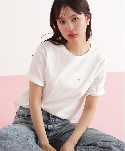 N.（N. Natural Beauty Basic）（エヌエヌナチュラルビューティーベーシック）の「ハートフレームロゴＴ（Tシャツ/カットソー・レディース・オフホワイト/チャコールグレー/ライトグリーン・MEDIUM）」の6枚目の写真