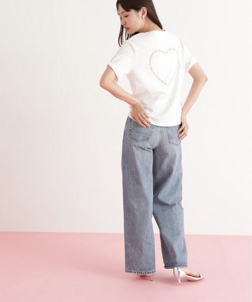 N.（N. Natural Beauty Basic）（エヌエヌナチュラルビューティーベーシック）の「ハートフレームロゴＴ（Tシャツ/カットソー・レディース・オフホワイト/チャコールグレー/ライトグリーン・MEDIUM）」の8枚目の写真