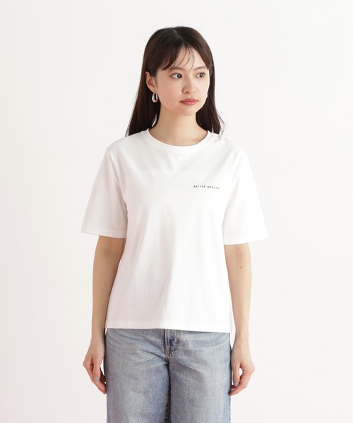 N.（N. Natural Beauty Basic）（エヌエヌナチュラルビューティーベーシック）の「ハートフレームロゴＴ（Tシャツ/カットソー・レディース・オフホワイト/チャコールグレー/ライトグリーン・MEDIUM）」の9枚目の写真