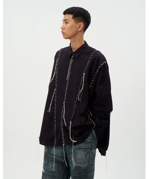 DISCOVERED(ディスカバード)の「DISCOVERED DOCKING WIDE LOOPING SHIRTS(シャツ/ブラウス・メンズ・ブラック/ホワイト・3/1)」の12枚目の写真
