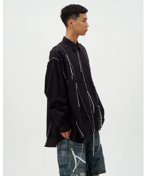 DISCOVERED(ディスカバード)の「DISCOVERED DOCKING WIDE LOOPING SHIRTS(シャツ/ブラウス・メンズ・ブラック/ホワイト・3/1)」の11枚目の写真