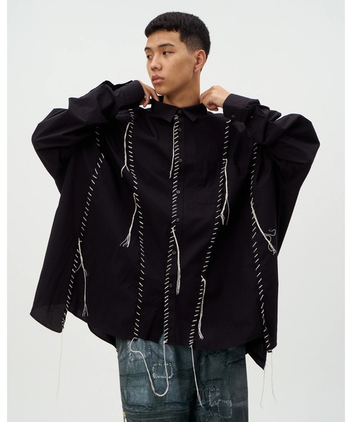 DISCOVERED(ディスカバード)の「DISCOVERED DOCKING WIDE LOOPING SHIRTS(シャツ/ブラウス・メンズ・ブラック/ホワイト・3/1)」の9枚目の写真