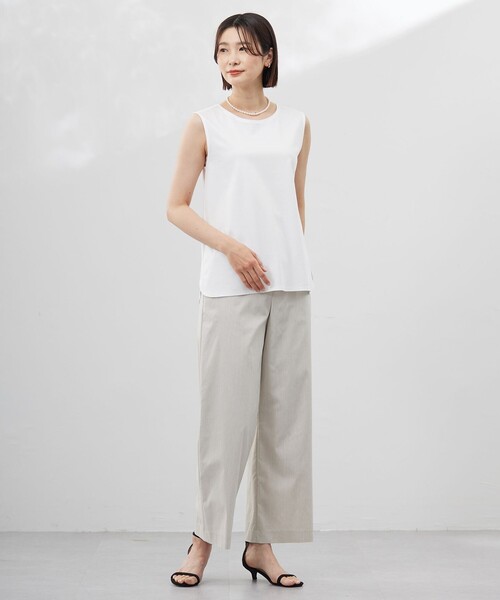 【洗える】スムースジャージー ノースリーブ カットソー tシャツ 「洗える」スムースジャージー ノースリーブ カットソー