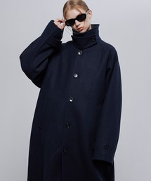 ステンカラーコート（ブルー・ネイビー/青色系・チェック柄