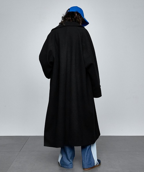 AD2001 archive セーラーカラーメルトンハーフオーバーコート 黒 カタログ掲載品】ウールスーパービーバーステンカラーコート(コート