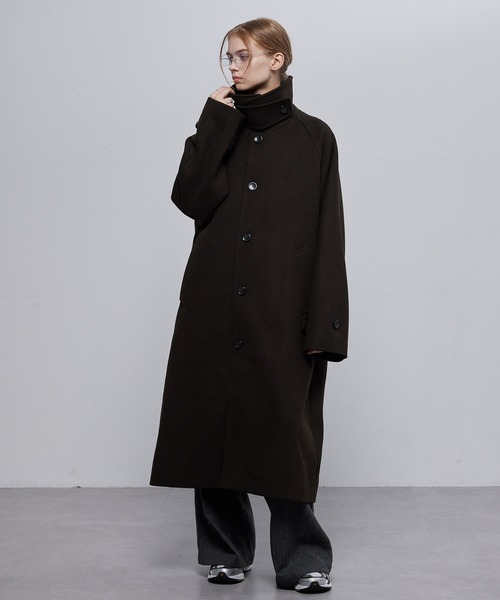 ビーバーメルトン オーバーサイズ ロングステンカラーコート/ラグラン