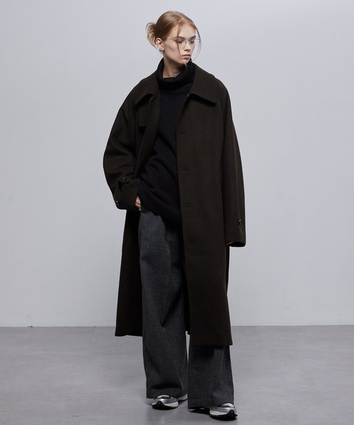 ビーバーメルトン オーバーサイズ ロングステンカラーコート/ラグラン