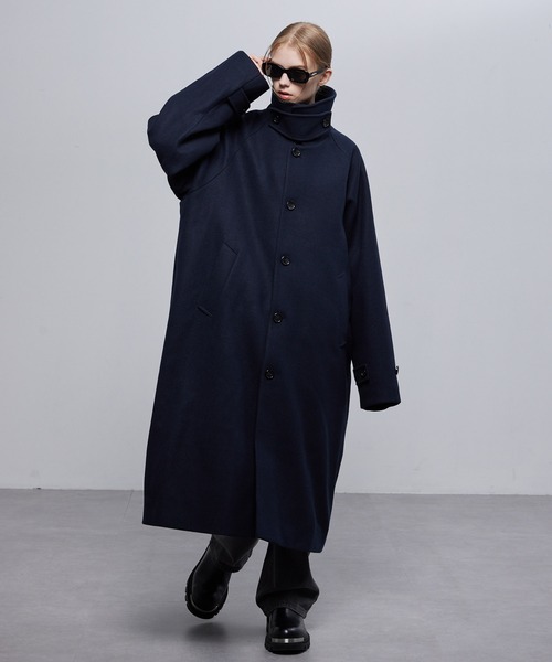 ビーバーメルトン オーバーサイズ ロングステンカラーコート/ラグラン