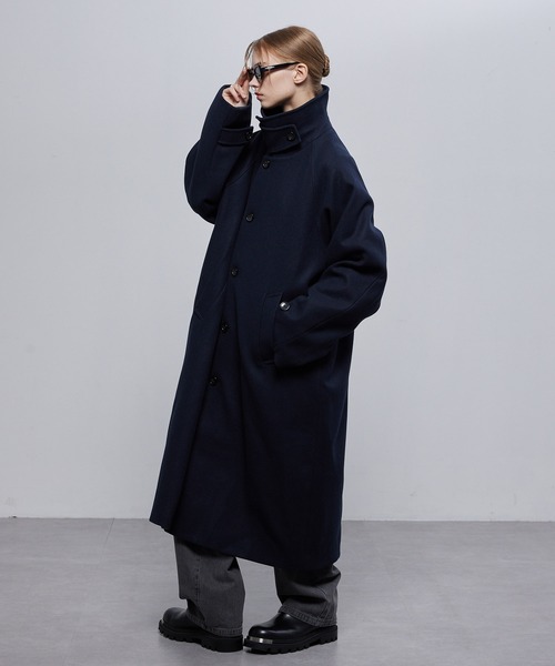 ビーバーメルトン オーバーサイズ ロングステンカラーコート/ラグラン