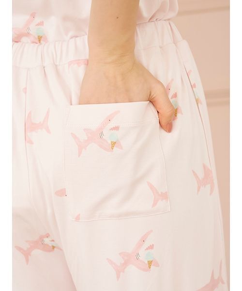 新品未使用＊gelato pique ルームウェア ロングパンツ ピンク セール】SHARK柄ロングパンツ（ルームウェア/パジャマ）｜gelato