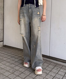 mline | [mline]クラッシュダメージデニム(デニムパンツ)