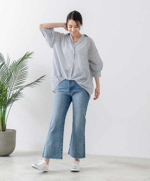 fort point(フォーポイント)の「【fort point/フォートポイント】ストライプスキッパーブラウス(シャツ/ブラウス・レディース・ブルー/ネイビー・MEDIUM)」の5枚目の写真