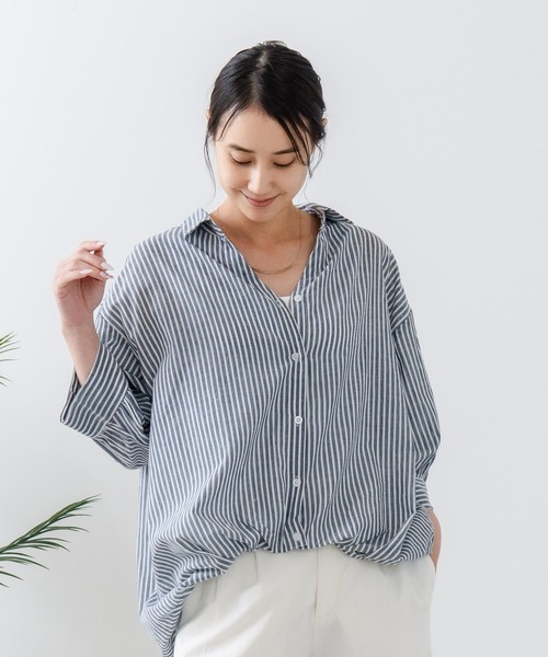 fort point(フォーポイント)の「【fort point/フォートポイント】ストライプスキッパーブラウス(シャツ/ブラウス・レディース・ブルー/ネイビー・MEDIUM)」の17枚目の写真