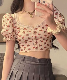 パフスリーブ」に該当するレディースのトップス（花柄・ボタニカル柄