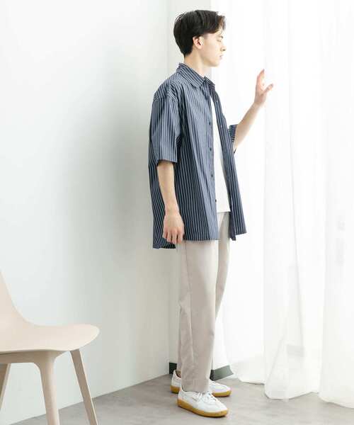 SENSE OF PLACE by URBAN RESEARCH(センスオブプレイスバイアーバンリサーチ)の「『ユニセックス』ストライプレギュラーカラールーズショートスリーブシャツ(シャツ/ブラウス・メンズ・ブルー/ネイビー/チャコールグレー・LARGE/MEDIUM)」の5枚目の写真