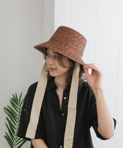 URBAN RESEARCH DOORS（アーバンリサーチドアーズ）の「リボン麦わら帽子（ハット・レディース・ブラック/ブラウン・ONE）」の3枚目の写真