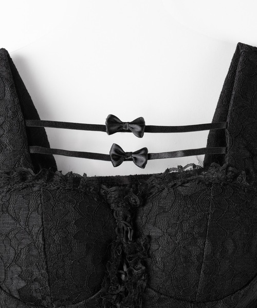 me+em select(ミームセレクト)の「【 2color 】フロントリボンレースアップコルセットブラウス / front ribbon lace-up corset blouse(その他トップス・レディース・ブラック/ホワイト・FREE)」の3枚目の写真