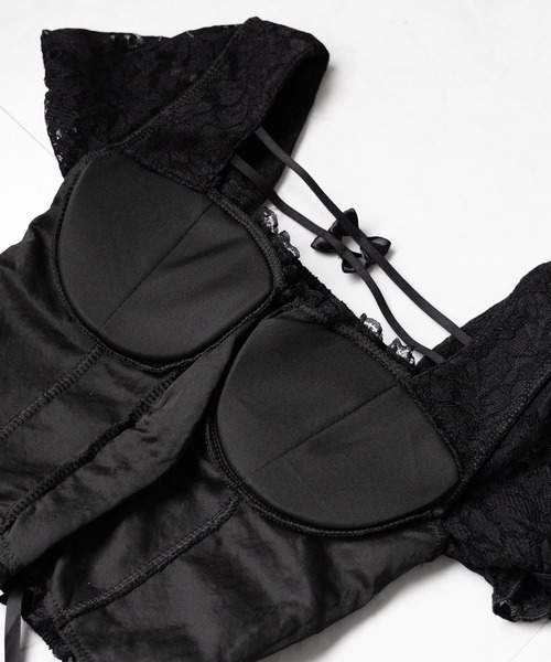 セール】【 2color 】フロントリボンレースアップコルセット