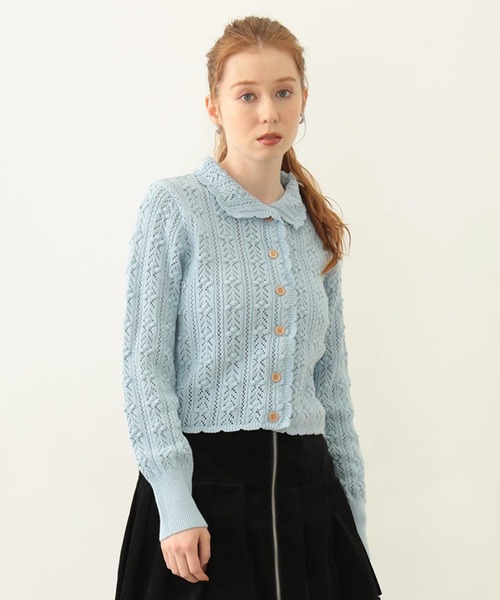MILKFED.（ミルクフェド）の「OPENWORK KNIT CARDIGAN（カーディガン/ボレロ・レディース・オフホワイト/ブラック/ライトブルー・ONE SIZE）」の3枚目の写真
