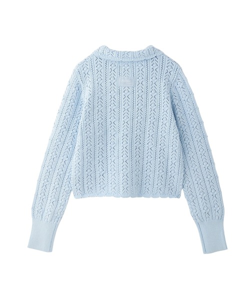 の*ん様 Openwork Pattern Knitted Cardigan m Mame Kurogouchi(マメ) Openwork Pattern Knitted Cardigan GREY