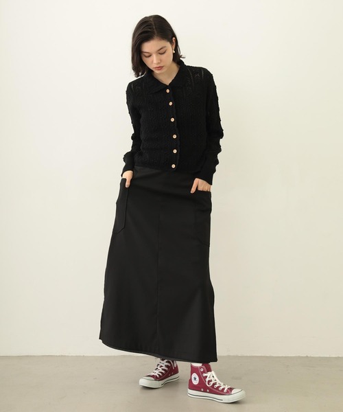MILKFED.（ミルクフェド）の「OPENWORK KNIT CARDIGAN（カーディガン/ボレロ・レディース・オフホワイト/ブラック/ライトブルー・ONE SIZE）」の6枚目の写真