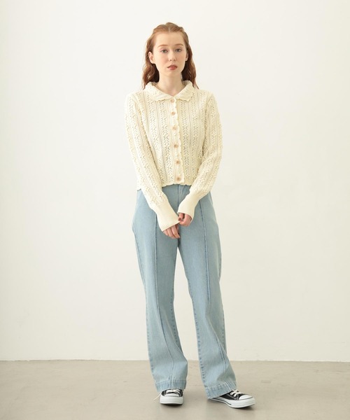 MILKFED.（ミルクフェド）の「OPENWORK KNIT CARDIGAN（カーディガン/ボレロ・レディース・オフホワイト/ブラック/ライトブルー・ONE SIZE）」の13枚目の写真