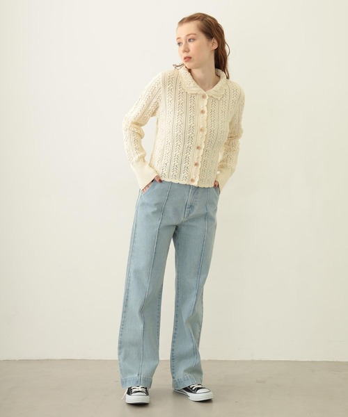 MILKFED.（ミルクフェド）の「OPENWORK KNIT CARDIGAN（カーディガン/ボレロ・レディース・オフホワイト/ブラック/ライトブルー・ONE SIZE）」の15枚目の写真