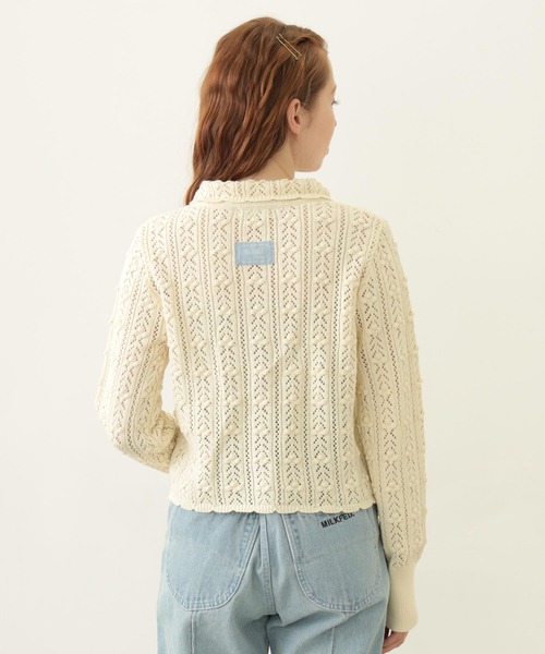 MILKFED.（ミルクフェド）の「OPENWORK KNIT CARDIGAN（カーディガン/ボレロ・レディース・オフホワイト/ブラック/ライトブルー・ONE SIZE）」の11枚目の写真