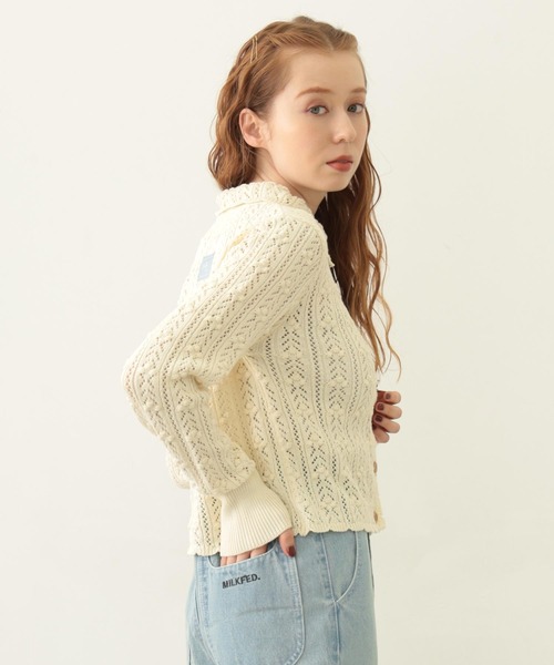 MILKFED.（ミルクフェド）の「OPENWORK KNIT CARDIGAN（カーディガン/ボレロ・レディース・オフホワイト/ブラック/ライトブルー・ONE SIZE）」の12枚目の写真