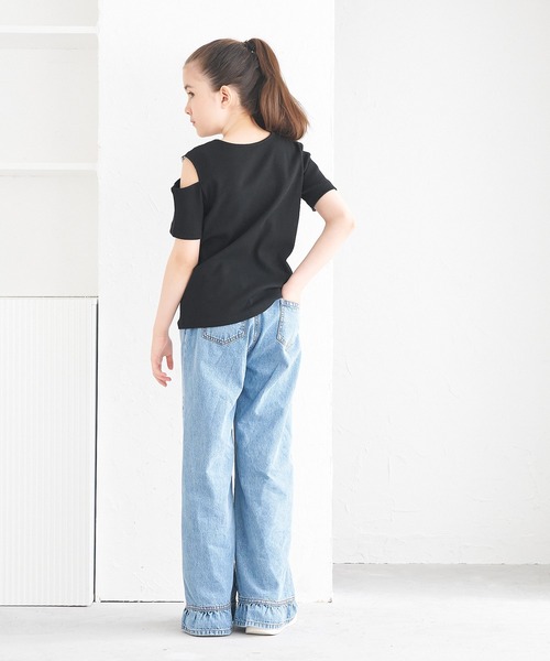 coca(coca)(コカ)の「キッズ リブ肩スリットトップス(Tシャツ/カットソー・キッズ・ブラック/ブルー・120/130/140/150)」の5枚目の写真