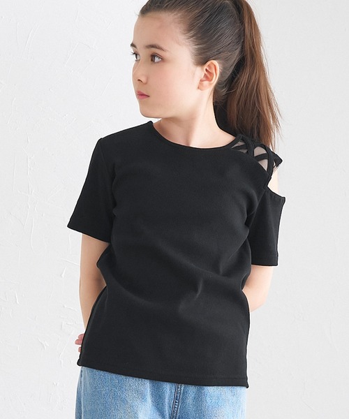 coca(coca)(コカ)の「キッズ リブ肩スリットトップス(Tシャツ/カットソー・キッズ・ブラック/ブルー・120/130/140/150)」の6枚目の写真